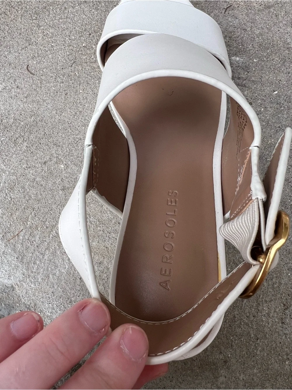 AEROSOLES Cream Platform Block Heel Sandals